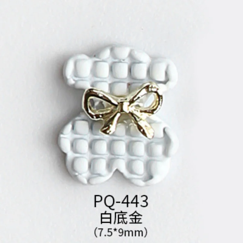 10pcs Nail Art Alloy Spray Painted Accessories Jewelry Bow Tie Teddy Bear Love Charms For Nails DIY Japanese Nail Art Decoration - Image 4