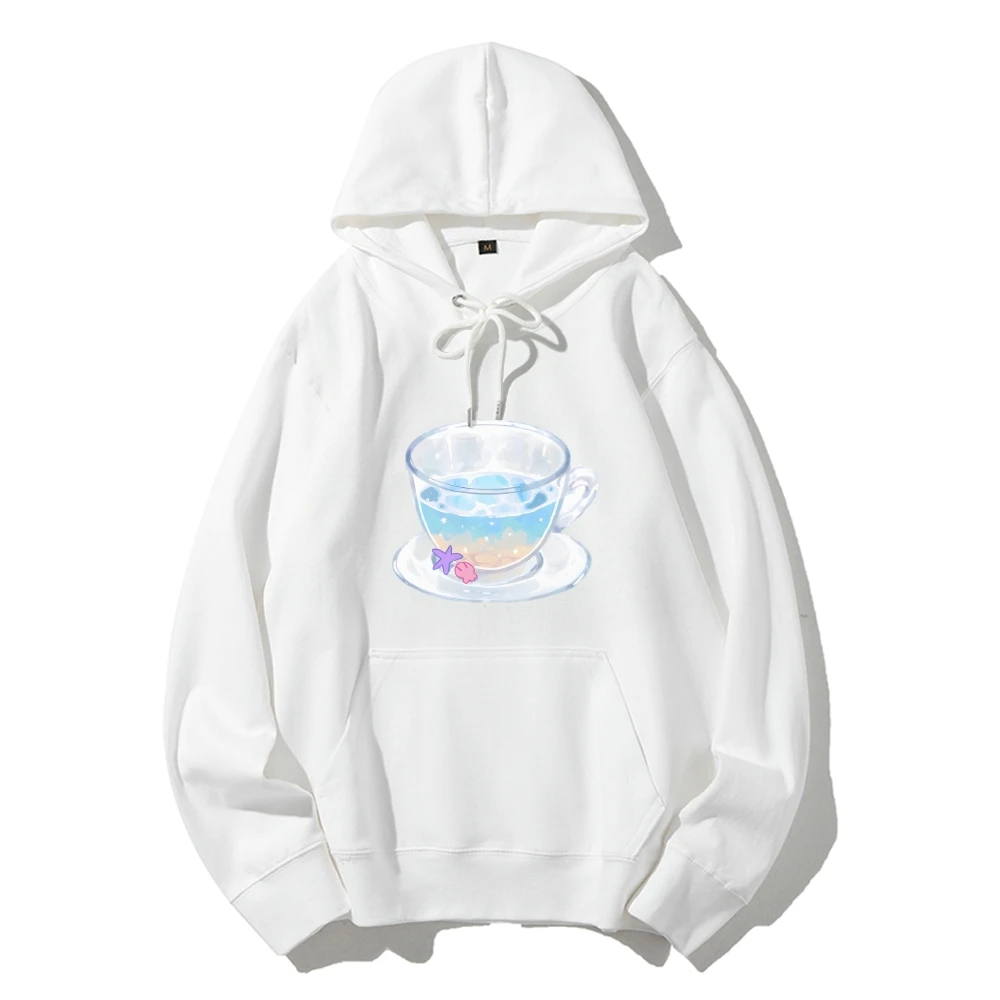 

Y2K Clothes Tea Cup Hoodie All - Cotton High - Quality Oversize Black Hoodie Fantasy Tea Cup Print, Artsy Y2K Trend