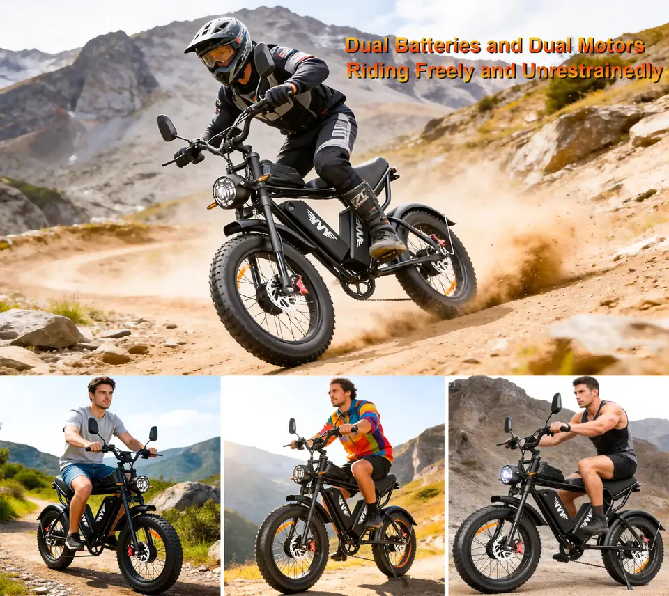 52V40AH dual battery Ridstar Q20 PRO Adult electric bike 2000W dual motor 20-inch electric bicycle all-terrain rideable e-bike image 12