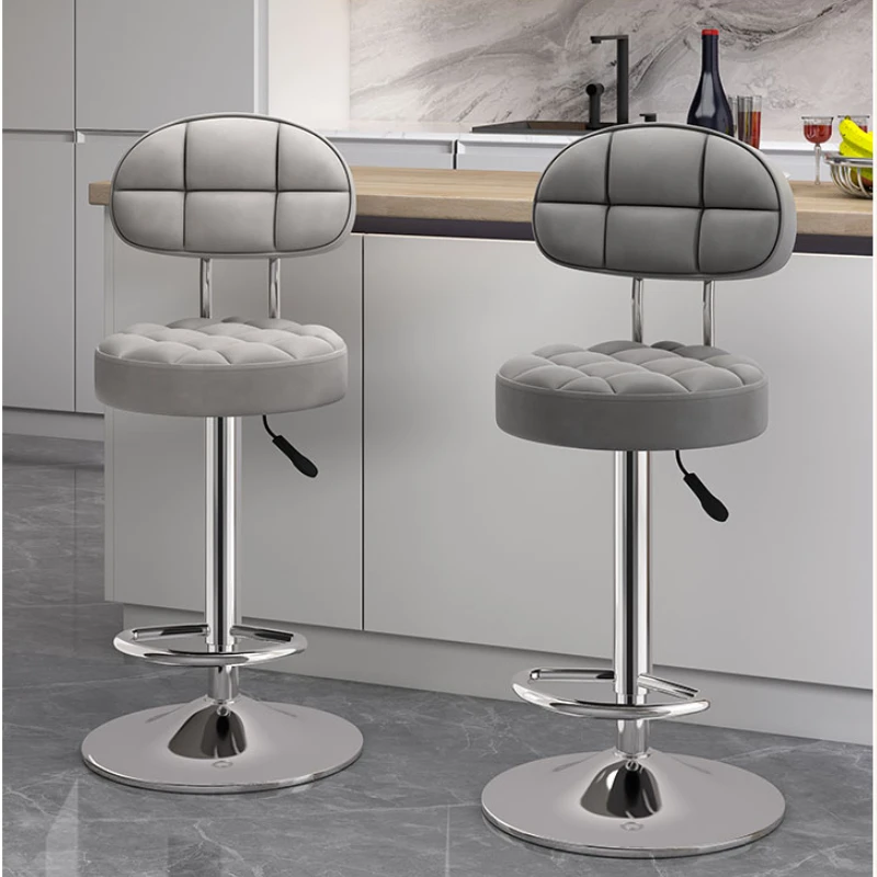 Modern Bar chair Home high stool kitchen Swivel barchair design register counter black  metal lift backrest stool Bar furniture