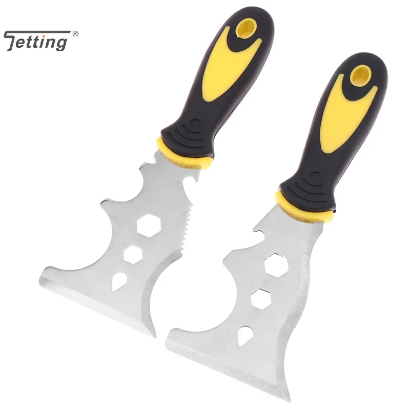 1Pcs Multi Functional Stainless Steel Putty Knife 3-Inch Essential Decoration Tool Dual Color Handle Cleaning Hand Tool
