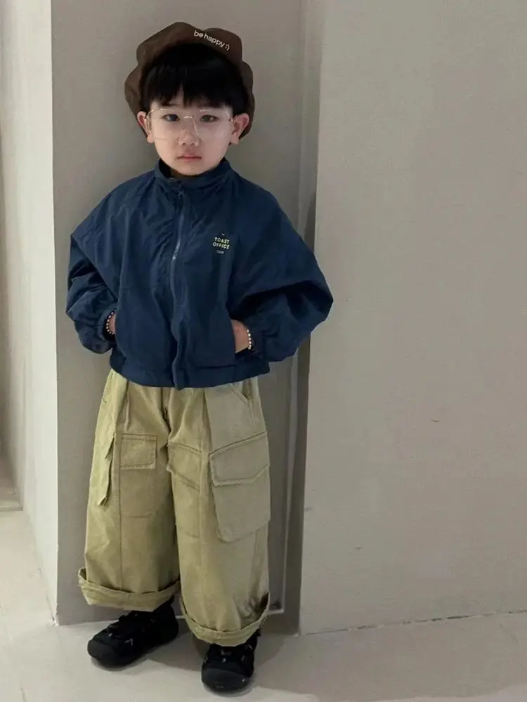 Autumn Spring Baby Boys Children Suits Kids Fashion casual Shirt Letter Coat+ Loose Pants 2Pcs Sets Handsome Hip hop Outwear