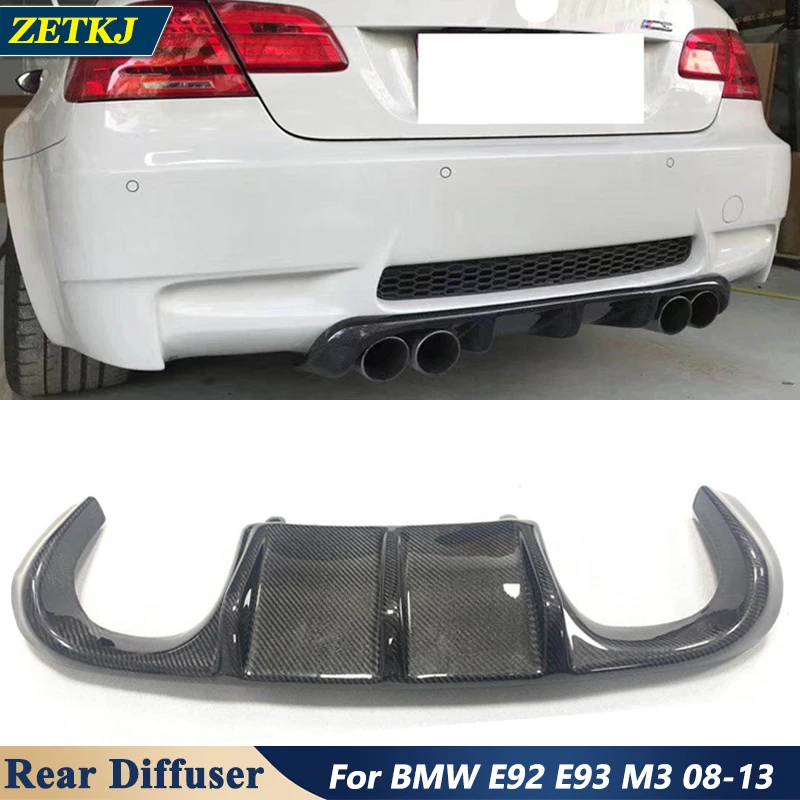 H Style Real Carbon Fiber Rear Bumper Shovel Chin Lip Diffuser For BMW E92 E93 Real M3 Car Tuning 2008-2013 Modification