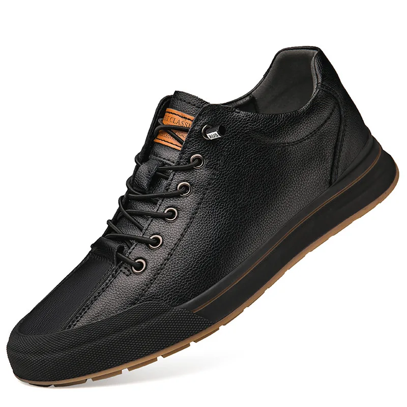 Sapatos Casuais de Couro Genuíno Masculino, Aumento de Altura de 6cm, Sapatos Esportivos, Flats de Alta Qualidade, Marca Masculina, Escritório,