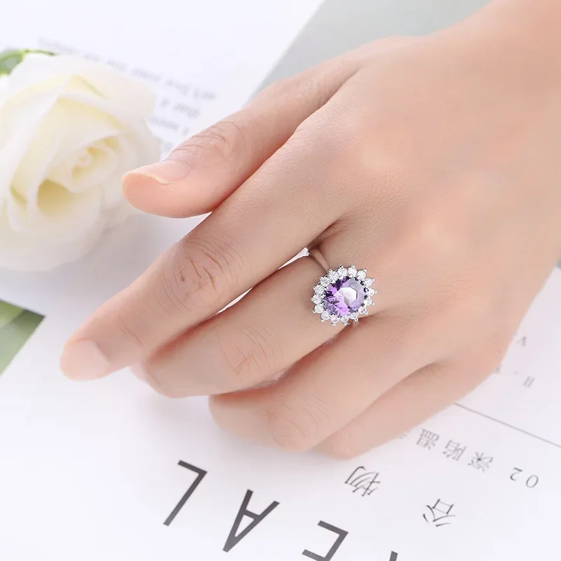 SODROV Classic Blue Purple Zircon Jewelry Engagement Rings for Women Wedding Gift Ring