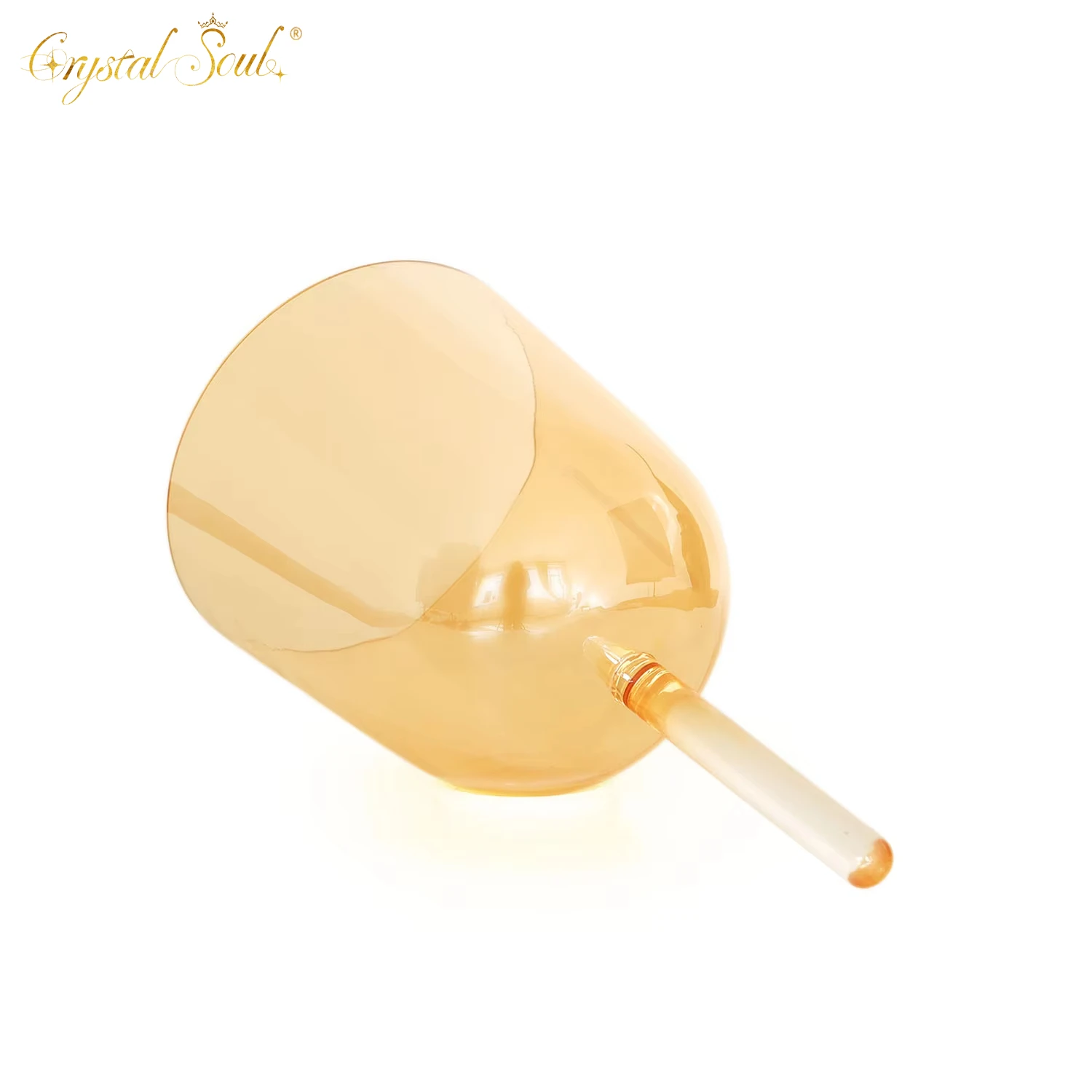 

CrystalSoul 432Hz golden Handle Crystal Singing Bowl Yoga with accessories