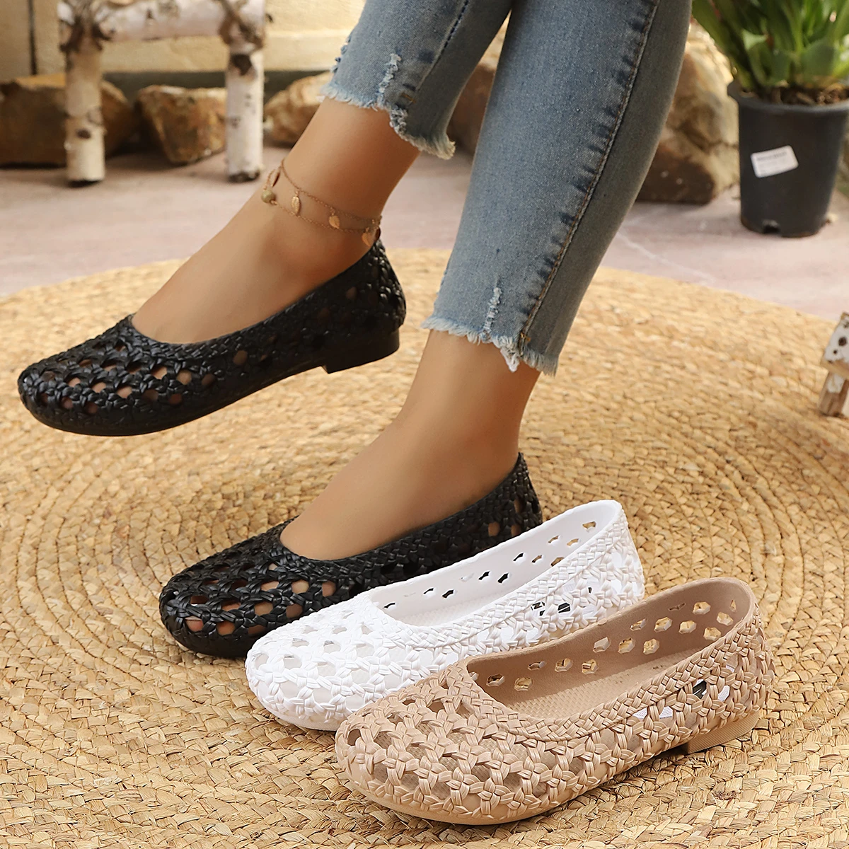 Frühling und Herbst Bestseller: Bequeme, Atmungsaktive, Rutschfeste Freizeitschuhe, Modische Neue Rundkopf-Arbeitssandalen für Damen