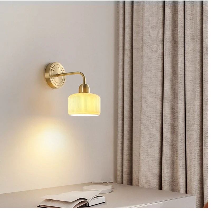 Simple all-copper glass wall lamp, corridor cloakroom lamp, entrance hall entrance lamp