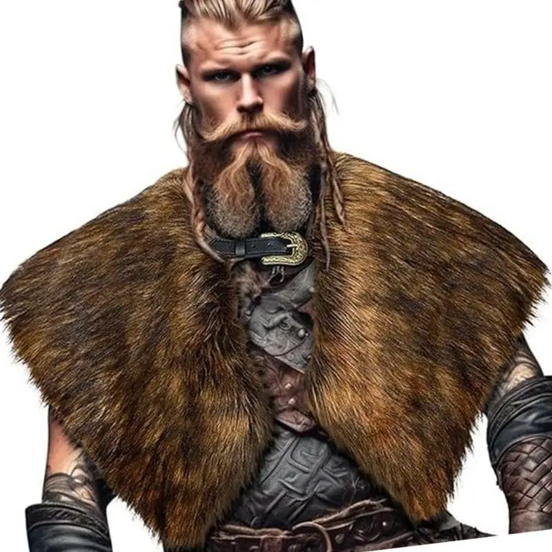 39BD Renaissances Cosplay Kostuum Middeleeuwse namaakbont Mantel Schouderomslag Dames Heren