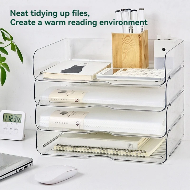 Top-Office Organization And Storage, Letter Tray Desk Organizer, Stackable Document Organizer, Paper Organizer,4Pcs