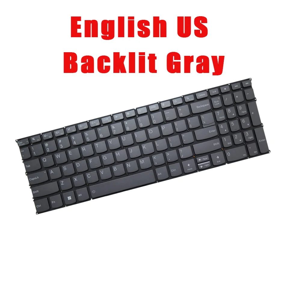 Laptop Keyboard For Lenovo For IdeaPad 3 15IAU7 15ABA7 3-15ADA6 3-15ALC6 3-15ITL6 15s-IAU7 English US With Backlit Gray New