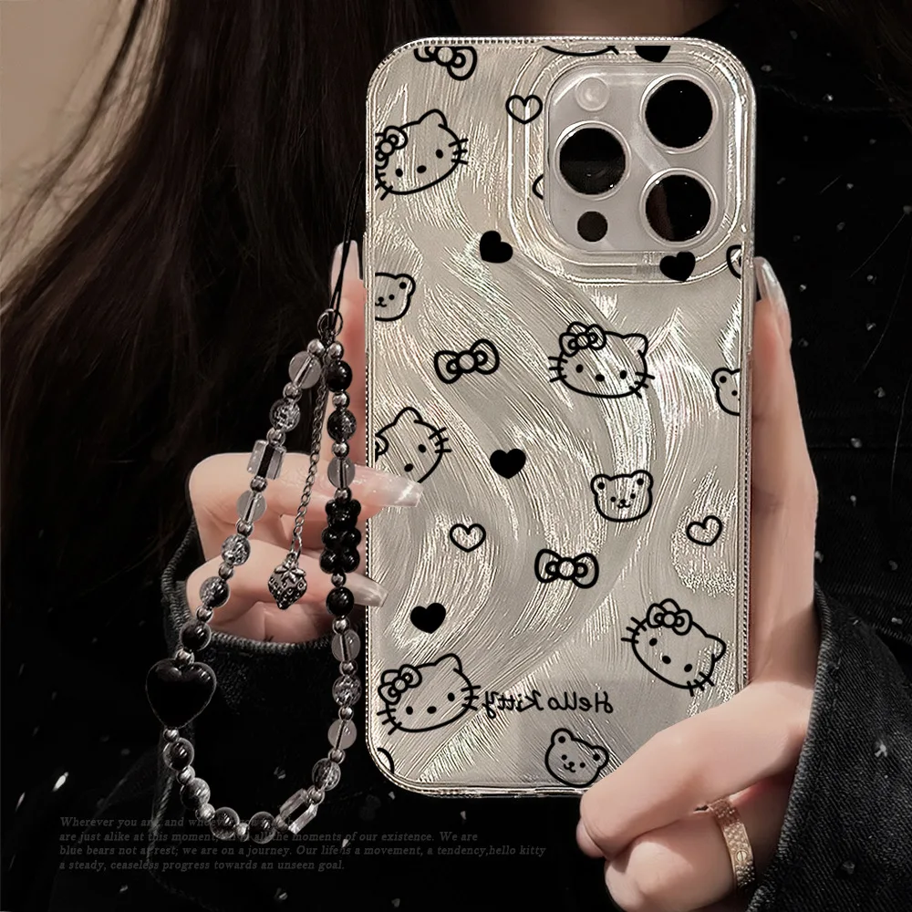 

Sanrio Hello Kitty Phone Case For iPhone 16 15 14 13 12 11 Pro Max X XR XS 7 8 16 15 Plus Fall prevention Y2K Shockproof Cover