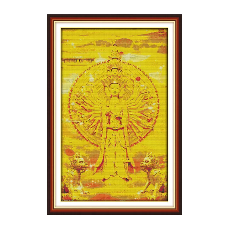 Cross stitch, thousand hands Guanyin living room vertical character series embroidery fabric
