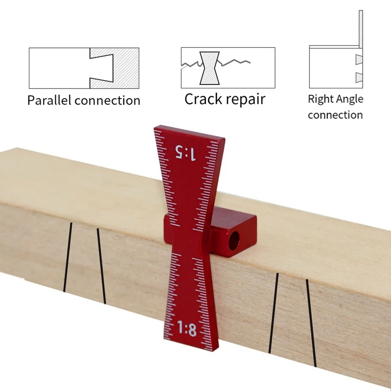 Dovetail Joint Aluminum Alloy Marking Template Scribe Gauge 1: 5 1: 8 Wooden Hinge Gauge With Hinge Gauge Guide Tool