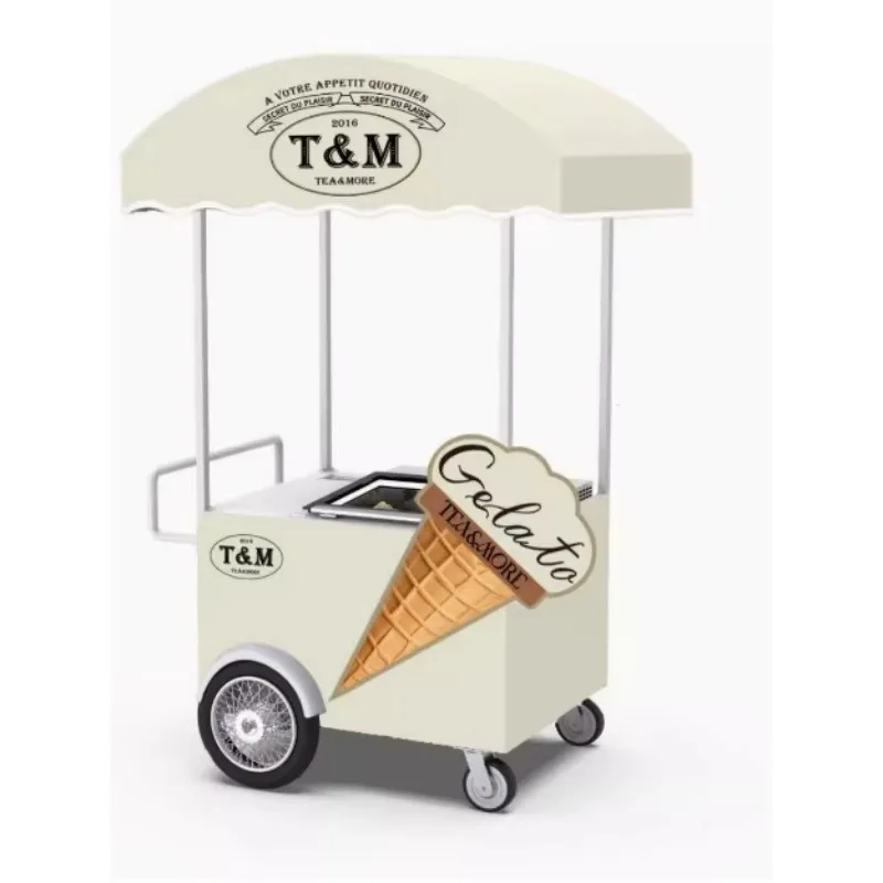

Wrought iron ice cream stall truck Ice cold drink trolley Multifunctional stall truck