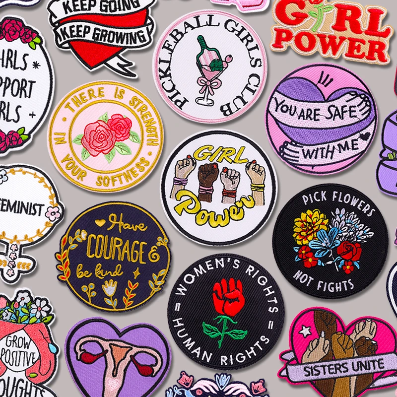 

Girl Power Embroidered Patch Women's Rights Iron On Patches For Clothing Thermoadhesive Patches For Clothes Cartoon Letter DIY
