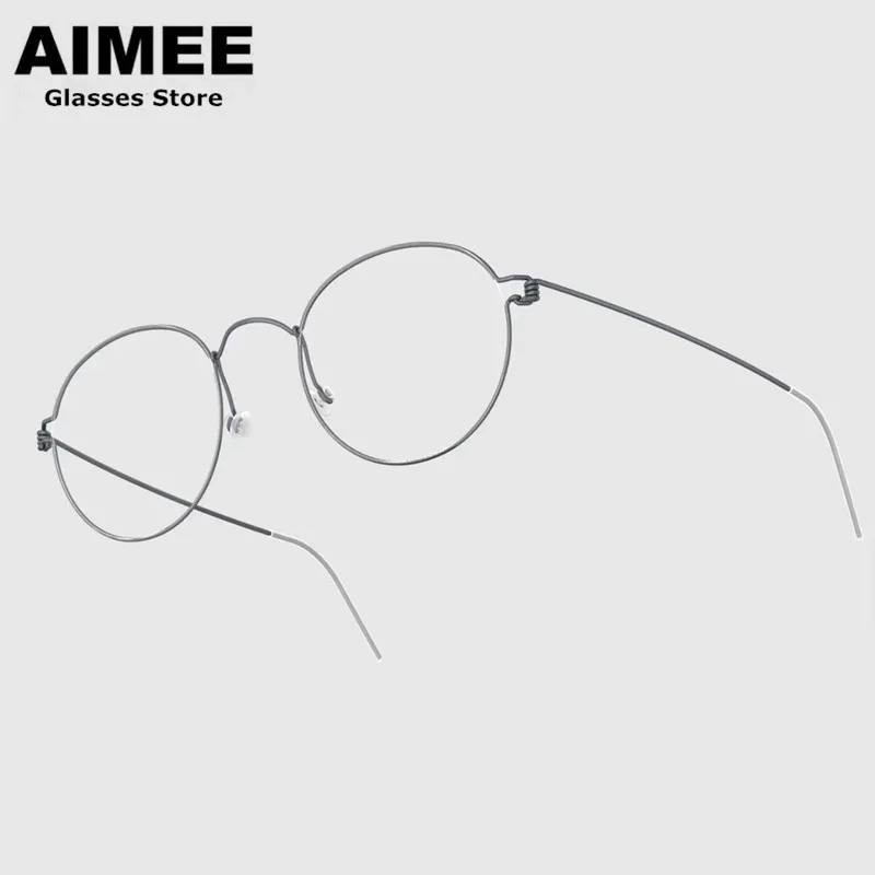 High Quality Retro Round Screwless Spectacle Titanium Glasses Frame Men Women Korean Brand Design Handmade Ultralight Eyeglasses