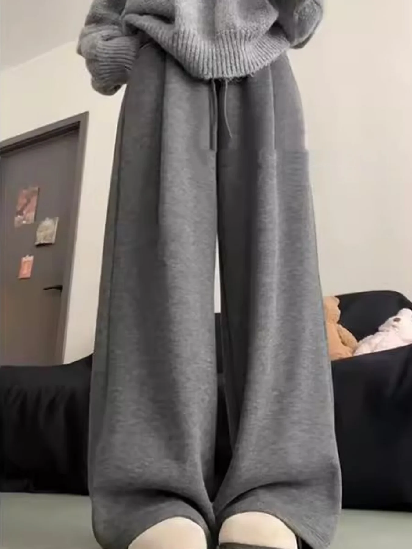 アメリカンスタイルのトレンディなストレートレッグルーズカジュアルパンツ、女性用、アメリカンレトロなソリッドカラーカジュアル薄手スウェットパンツ、多用途のストレートレッグレイジールーズパンツ