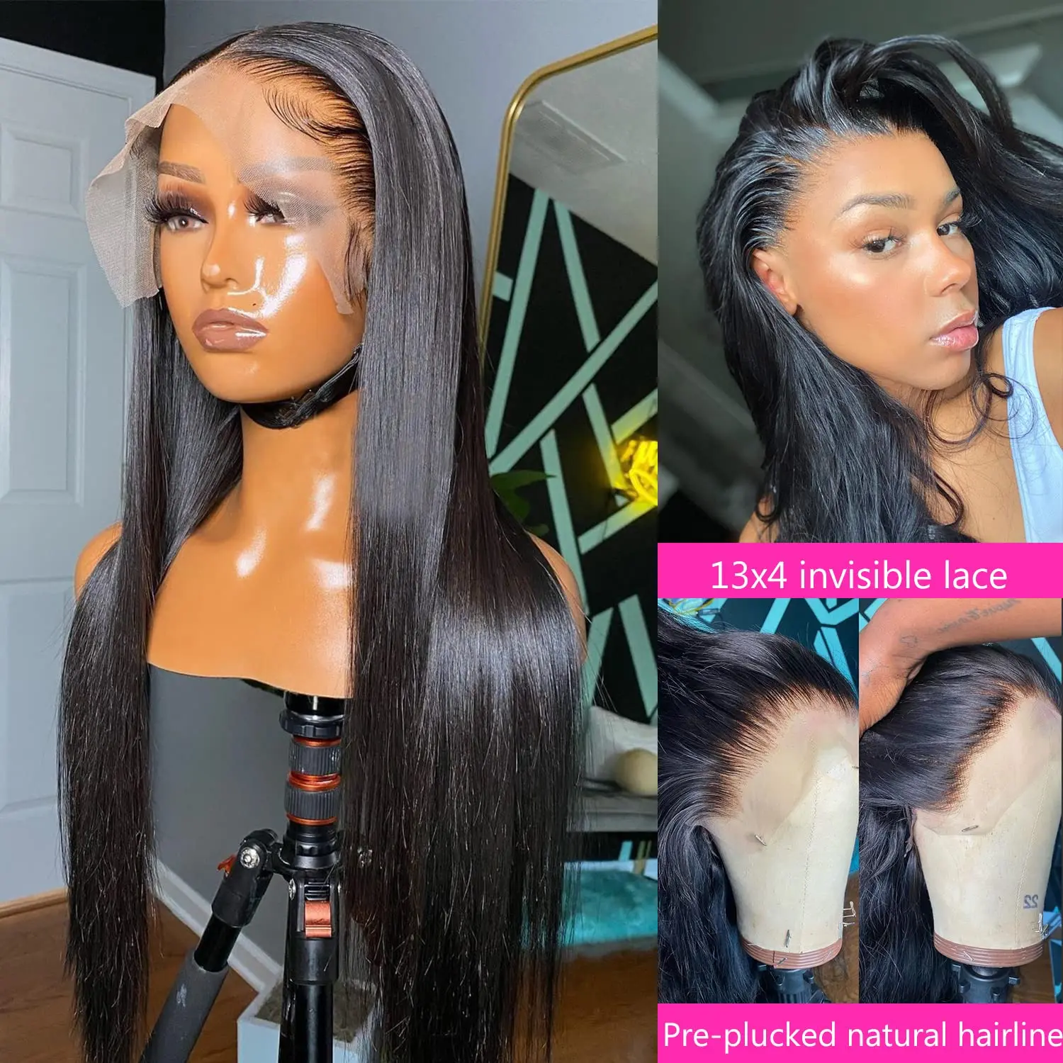 180% 13x4 HD Lace Wig Brazilian Human Hair 13X6 Transparent Lace Frontal Wig Straight 5x5 6x4 Glueless Wig For Women MOBOK 30 In