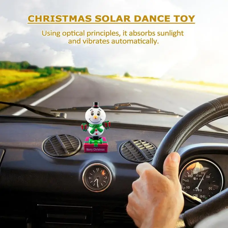 Solar Powered Dancing Christmas Dancer Toy Cute Car Shaking Head Doll Elk Santa Car  Dashboard Solar Creative Swinging Pendant