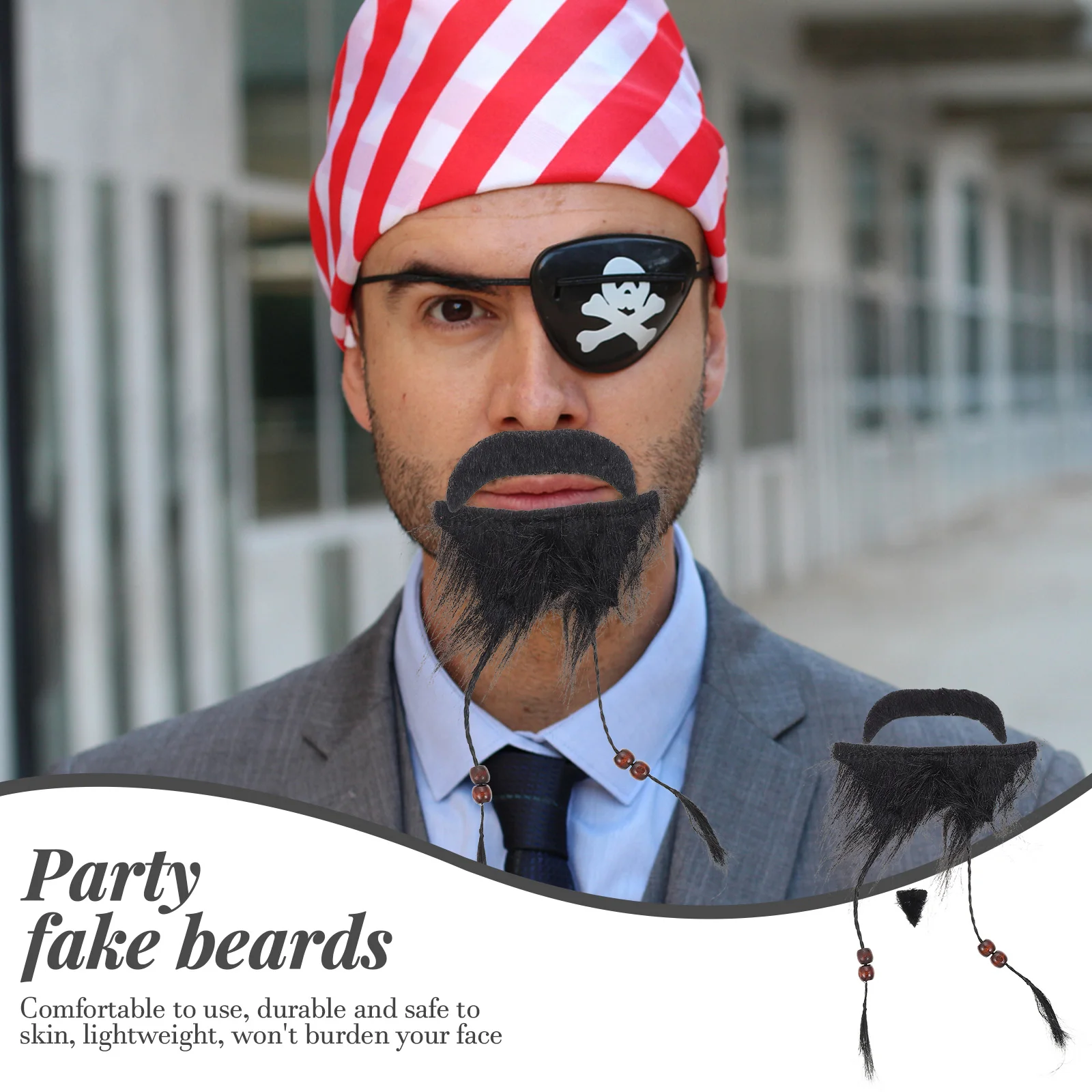 

3 Pcs Pirate Beard Props Decoration Mustaches Cosplay Beards Face Halloween Fake Polyester Wool Party Supplies Child