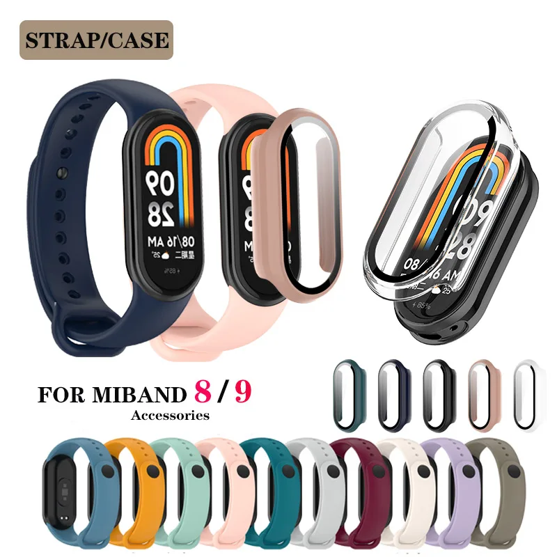 Hard Protective Case / Silicone Strap / Soft Comfortable Wristband For Xiaomi Mi Band 9 8 miband 9