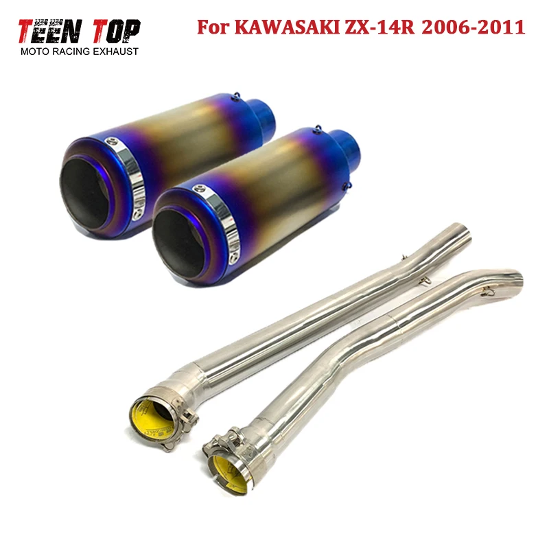 Escape antideslizante de 51mm para KAWASAKI ZX-14R ZX14R, tubo de Escape para motocicleta, silenciador de Escape, tubo de conexión medio para Moto