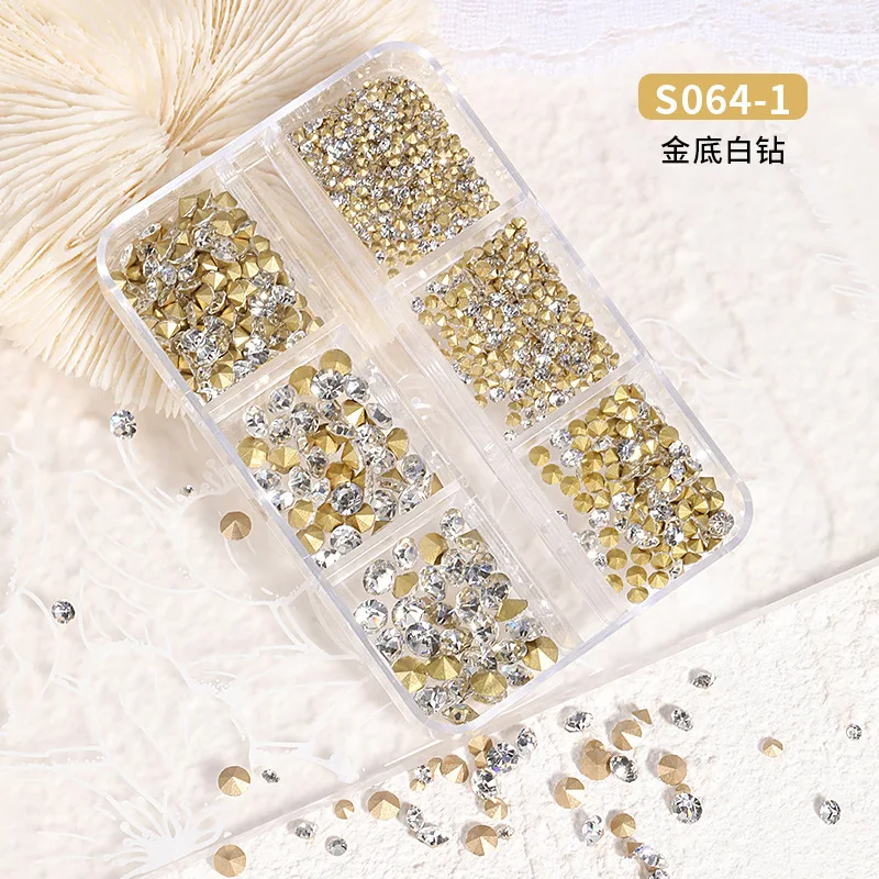 1440pcs Clear/AB Nail Art Rhinestone Pointed Bottom Multi-Size Nail Crystal Diamond SS4-SS20 3D Bulk Drill Manicure Decoration*-