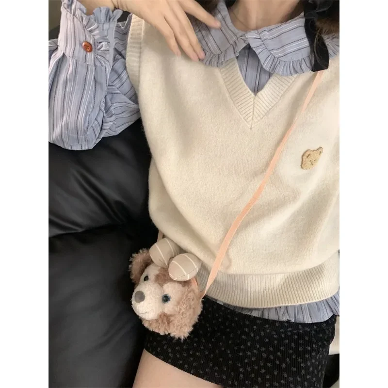 QWEtransmith-Chemises de style coréen Preppy rayées pour femmes, chemisiers jeunes japonais, chemisiers chics vintage doux Harajuku, vêtements d'automne décontractés