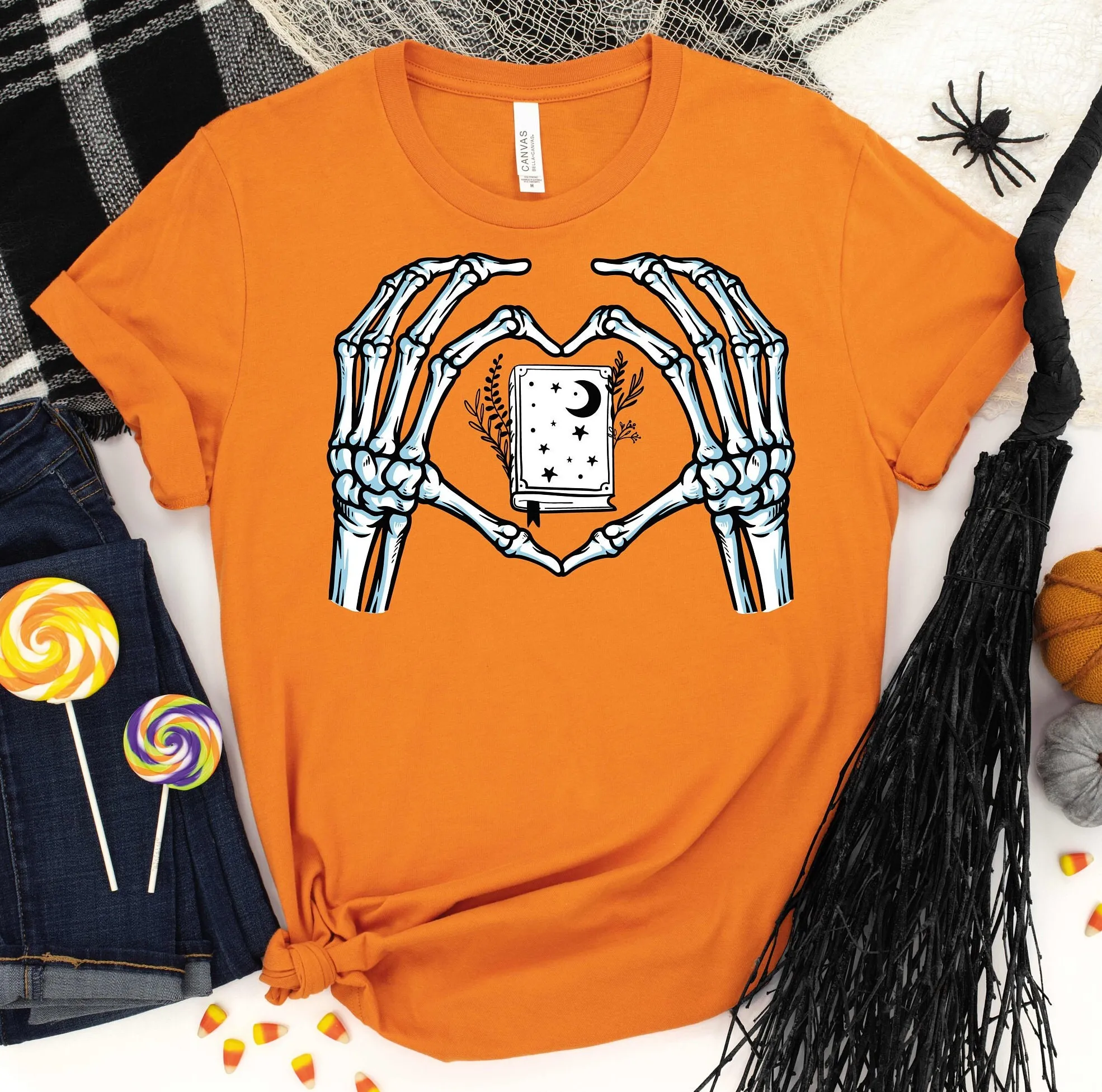 Skeleton Book T Shirt Teacher Reading Halloween Party Librarian