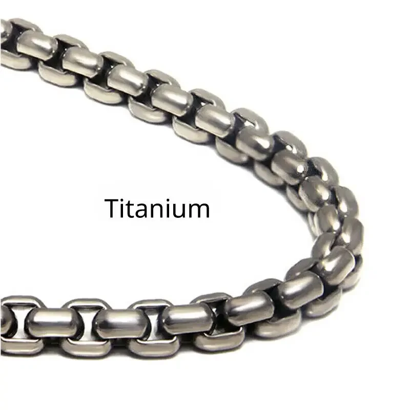 New Pure Titanium Box Chain Necklace 3mm Men's Unisex Non Allergic Skin Care Healthy Size Complete Lightweight and Anti Allergic