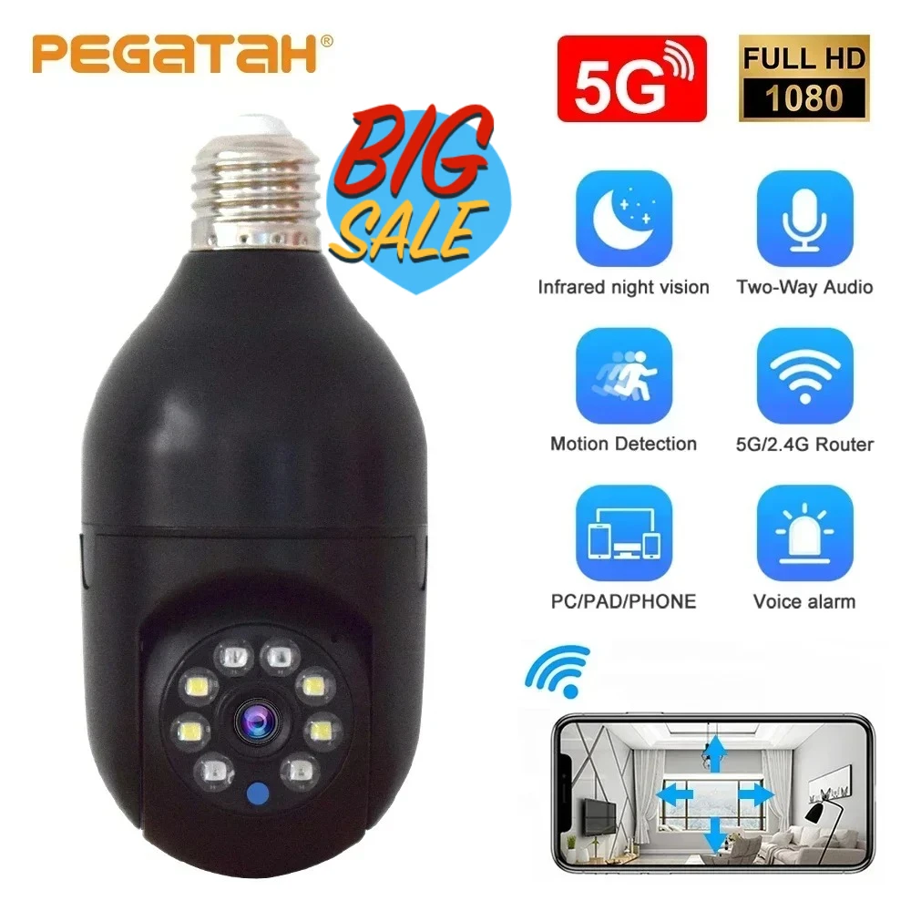 

IP Camera Bulb 1080P Wireleess Color Night 2MP Tuya Bluetooth Vision Auto Human Tracking Video Security Surveillance PTZ Camera