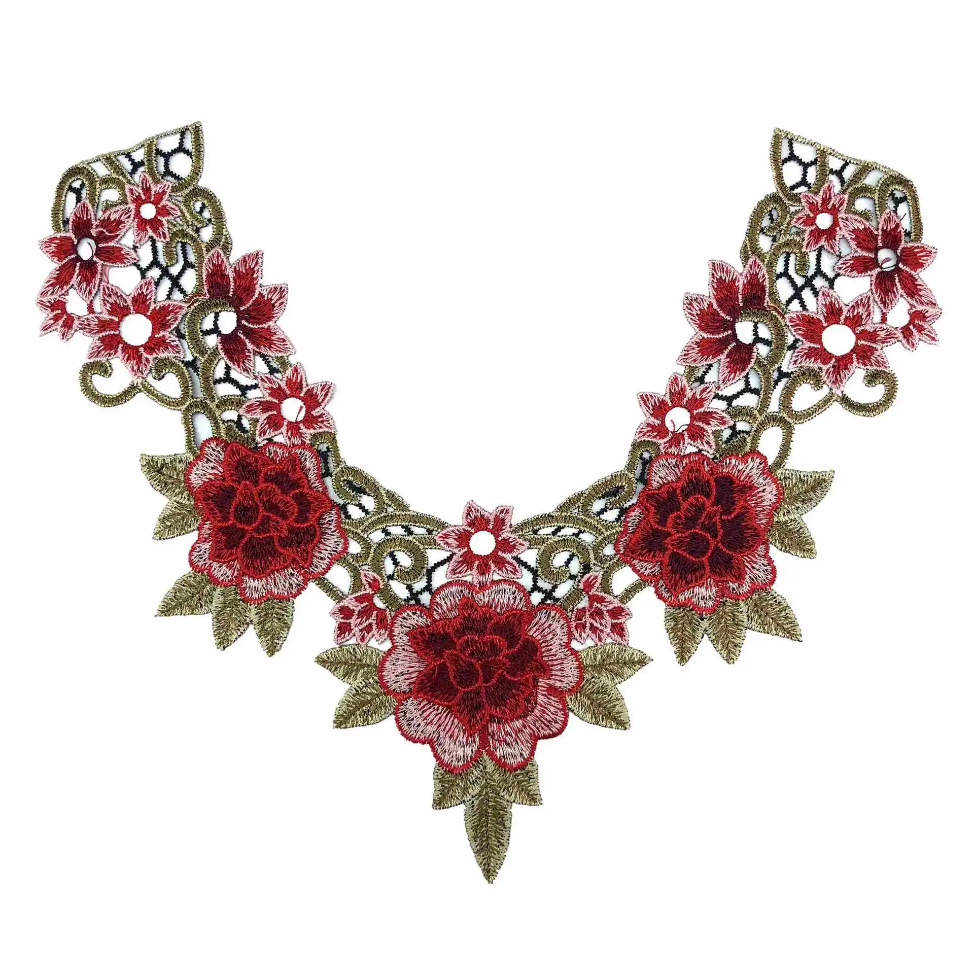 1PCS New hollow ethnic embroidery collar flower three-dimensional laminated water-soluble embroidery applique clothing accessori