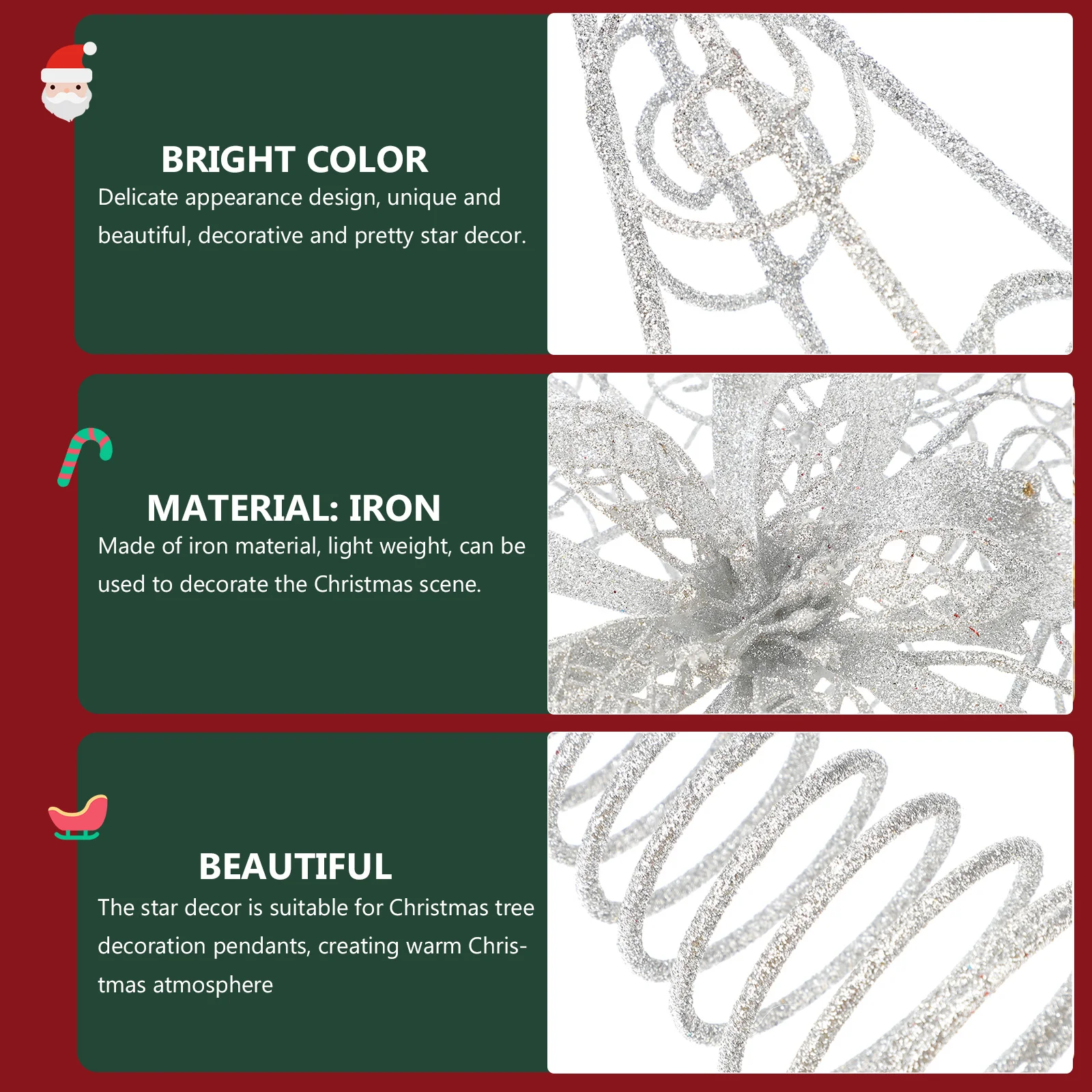 

Festive Christmas Tree Star Topper Iron Adornment for Mall Home Decor Kids Adult Joint Decoration Shining Holiday Symbol