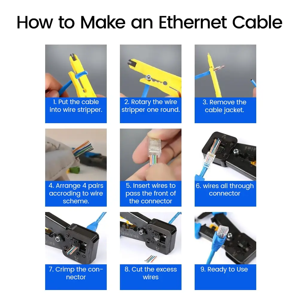 Ampcom RJ45 Connector Passeren CAT6 CAT5E Modulaire Plug Network Uiteinden Utp 3/50μ Vergulde 8P8C Crimp end Voor Ethernet Kabel