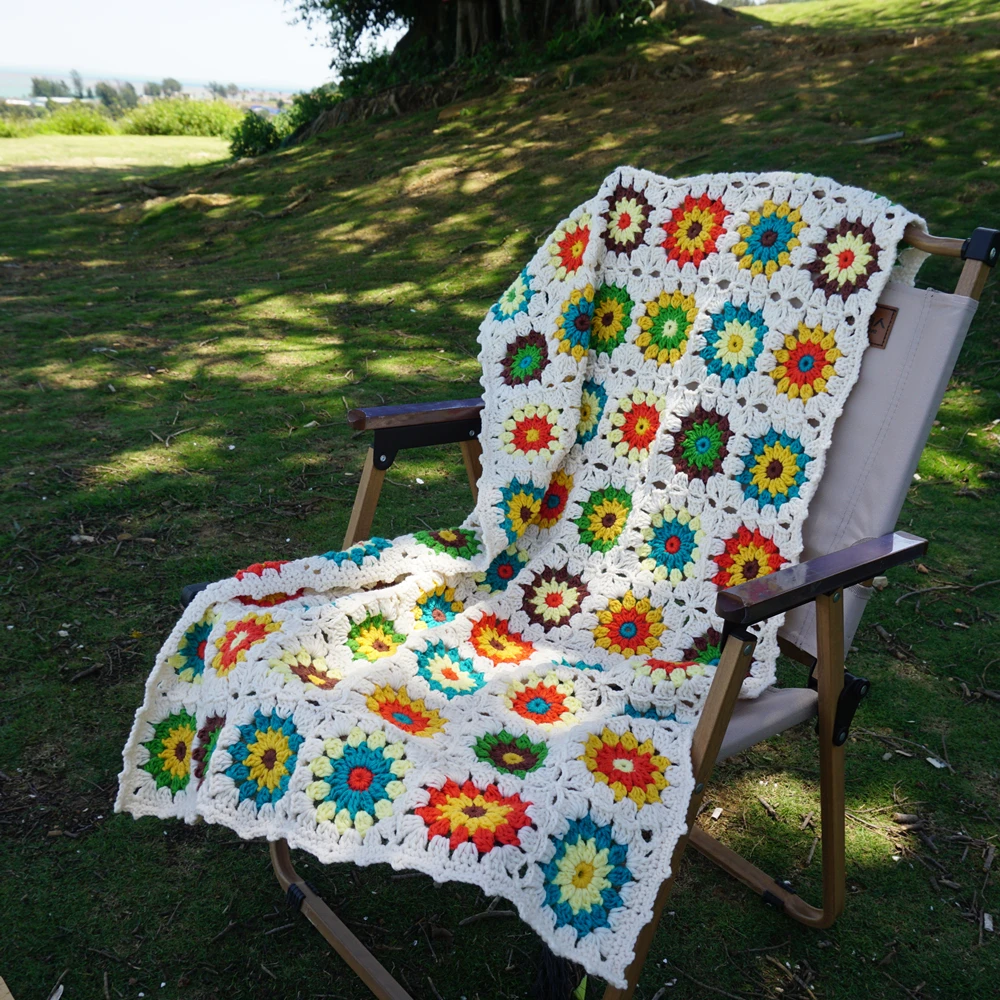 

Handmade Granny Square Crochet Blanket Home Decor Rustic Couch Sofa Chair Bed Throw Blanket Tables Cover Home&living gift