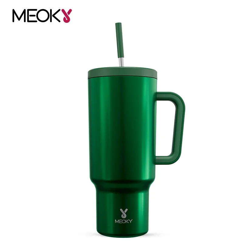 

Meoky 40oz Cup Vacuum Flasks Tumbler Insulated Thermal Large Capacity Stainless Steel Green Car Mug Water Bottle for Office