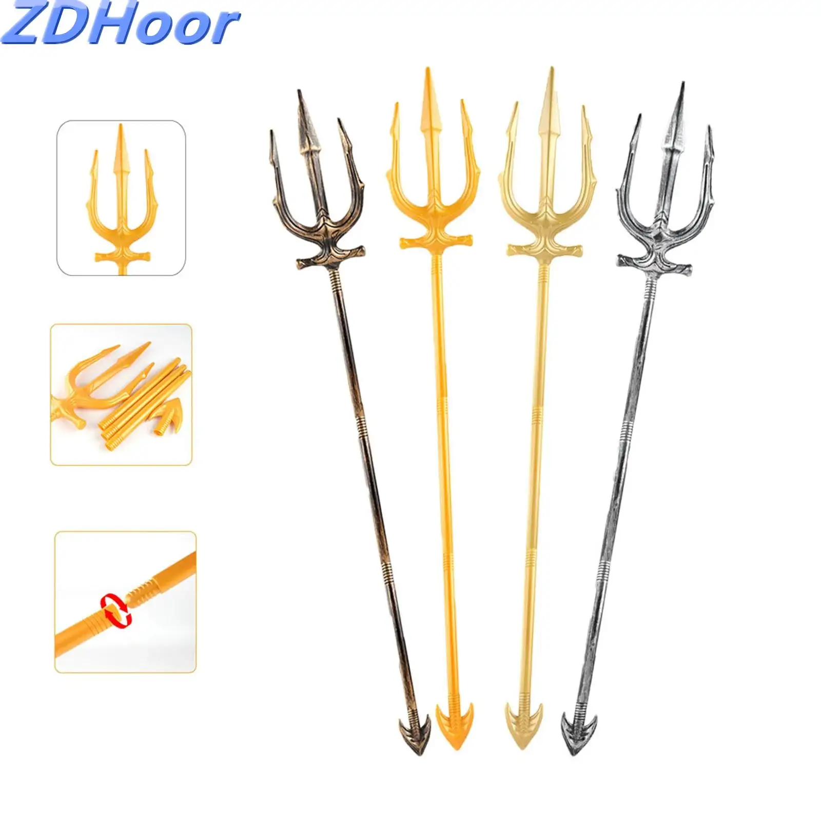 

Unisex Plastic Assemble Scepter Trident Adjustable Halloween Cosplay Accessory Props for Costumes Parties