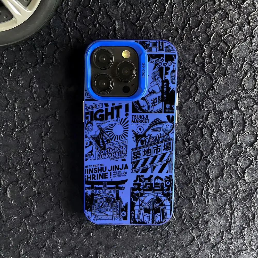 Japanische Samurai-Handyhülle für iPhone 16e 16 15 14 13 12 11 Mini Pro Max X XR XSMAX 8 7 Plus Anti-Fall-Matte-Rückseite