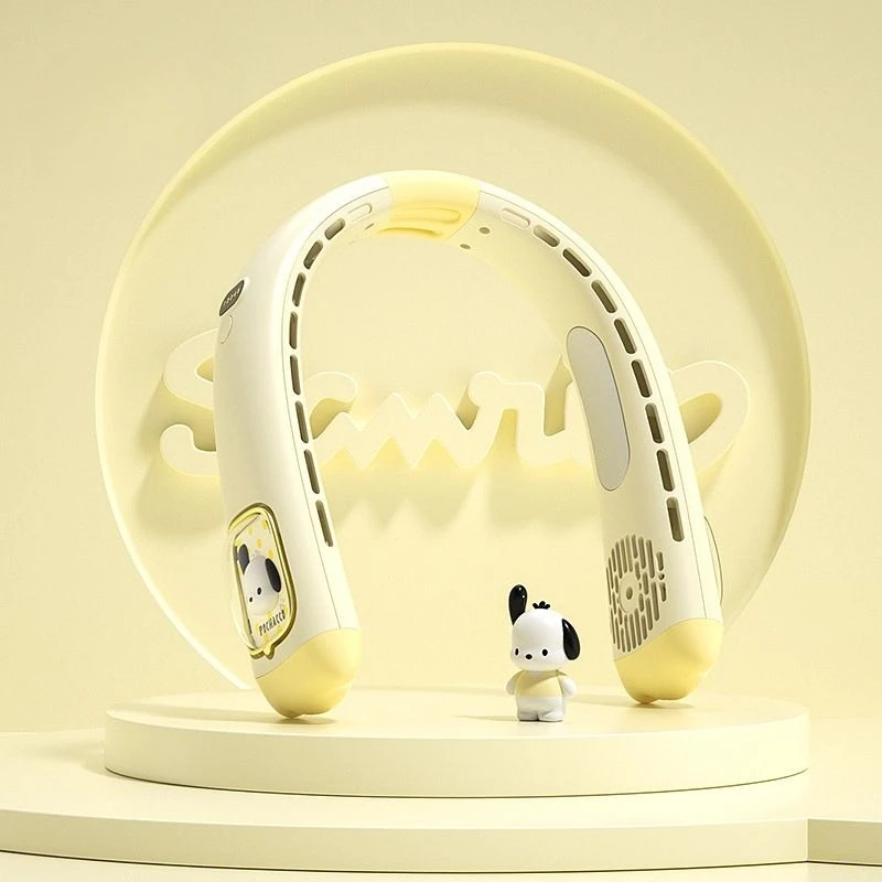 

Sanrio Hanging Neck Fan Cartoon Pochacco Kuromi Hello Kitty Rechargable Bladeless Digital Small Fan Outdoor Sport Travel Camping