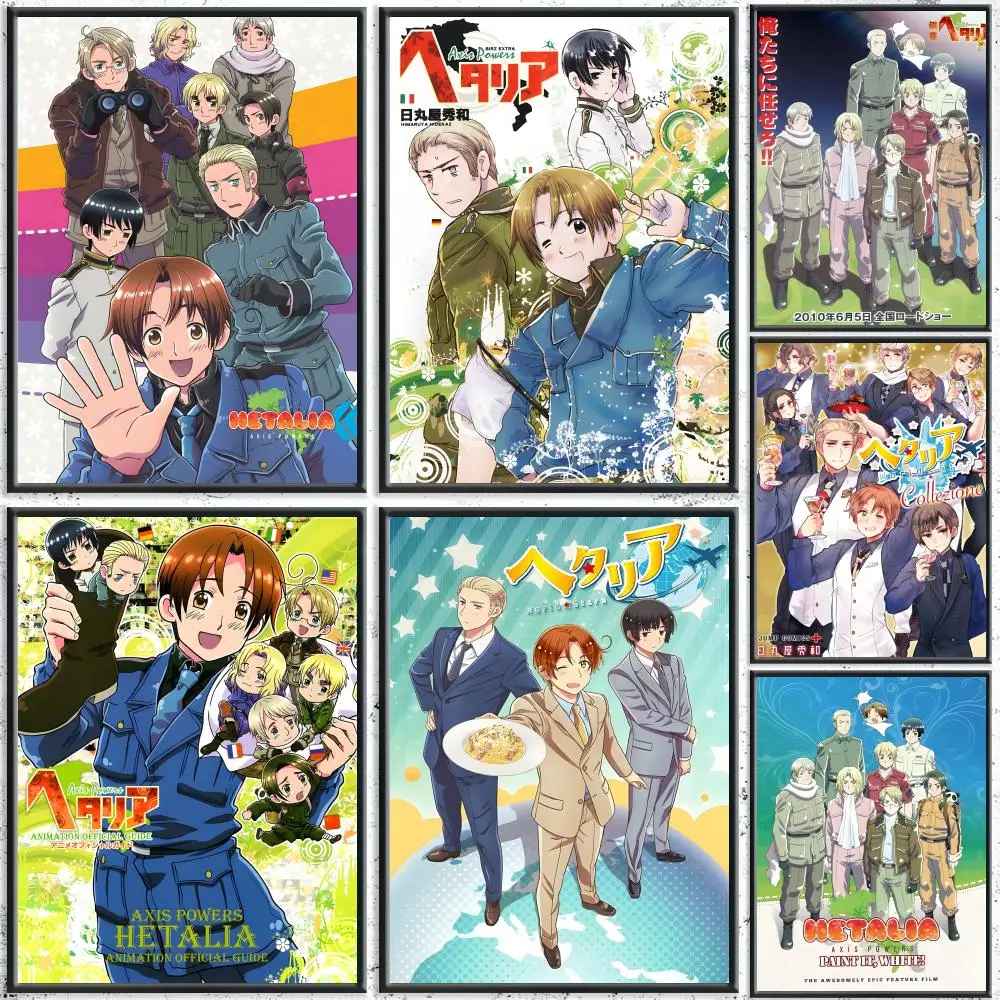 Póster popular de Hetalia Axis Powers, arte de pared autoadhesivo impermeable HD, uso en múltiples escenas, selección de mejores regalos