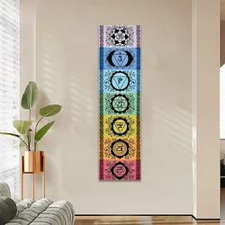 1pc Chakra Tapestry Meditation Yoga Tapestry Mandala Tapestry Trippy Wall Hanging With Tassel Striped boho home decor