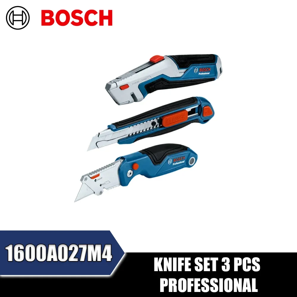 BOSCH 1600A027M4 Knife Set 3 PCS Professional Hand Tools Cutting Thick Paper Carpet Knife