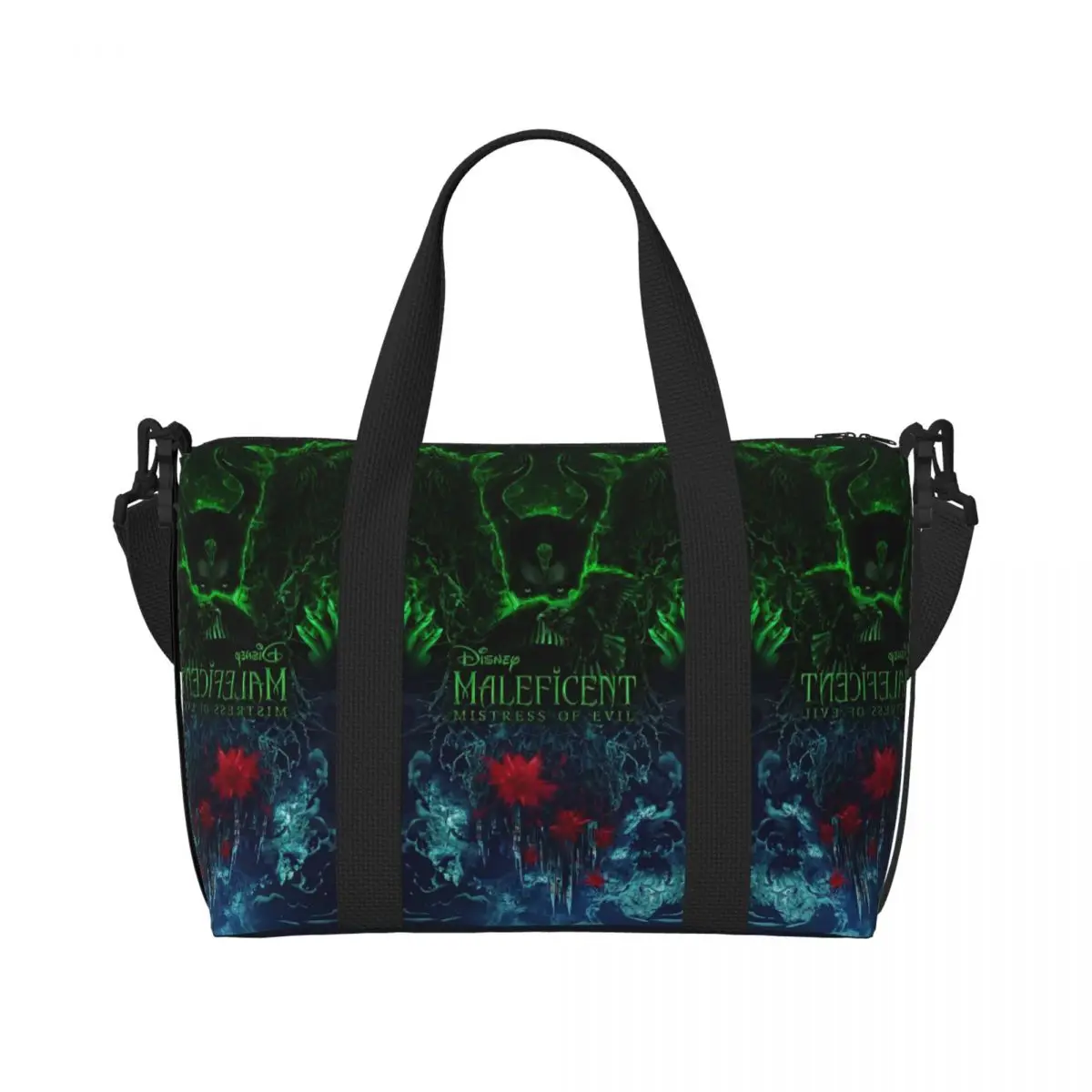 

Пляжная большая сумка на заказ Maleficent, женская очень большая спортивная ручная кладь, мощные дорожные сумки для покупок ведьмы