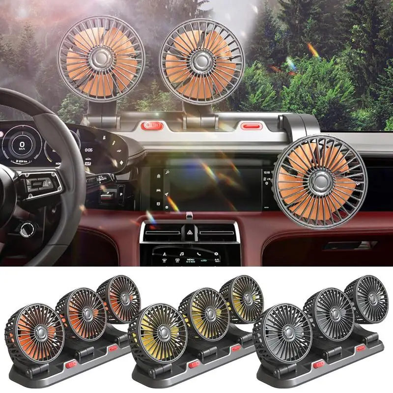 Car Cooling Fan With Parking Number Plate USB /12V/24V 3 Head Electric Fans Auto Low Noise Fan 360 Degree Rotatable Auto Cooler