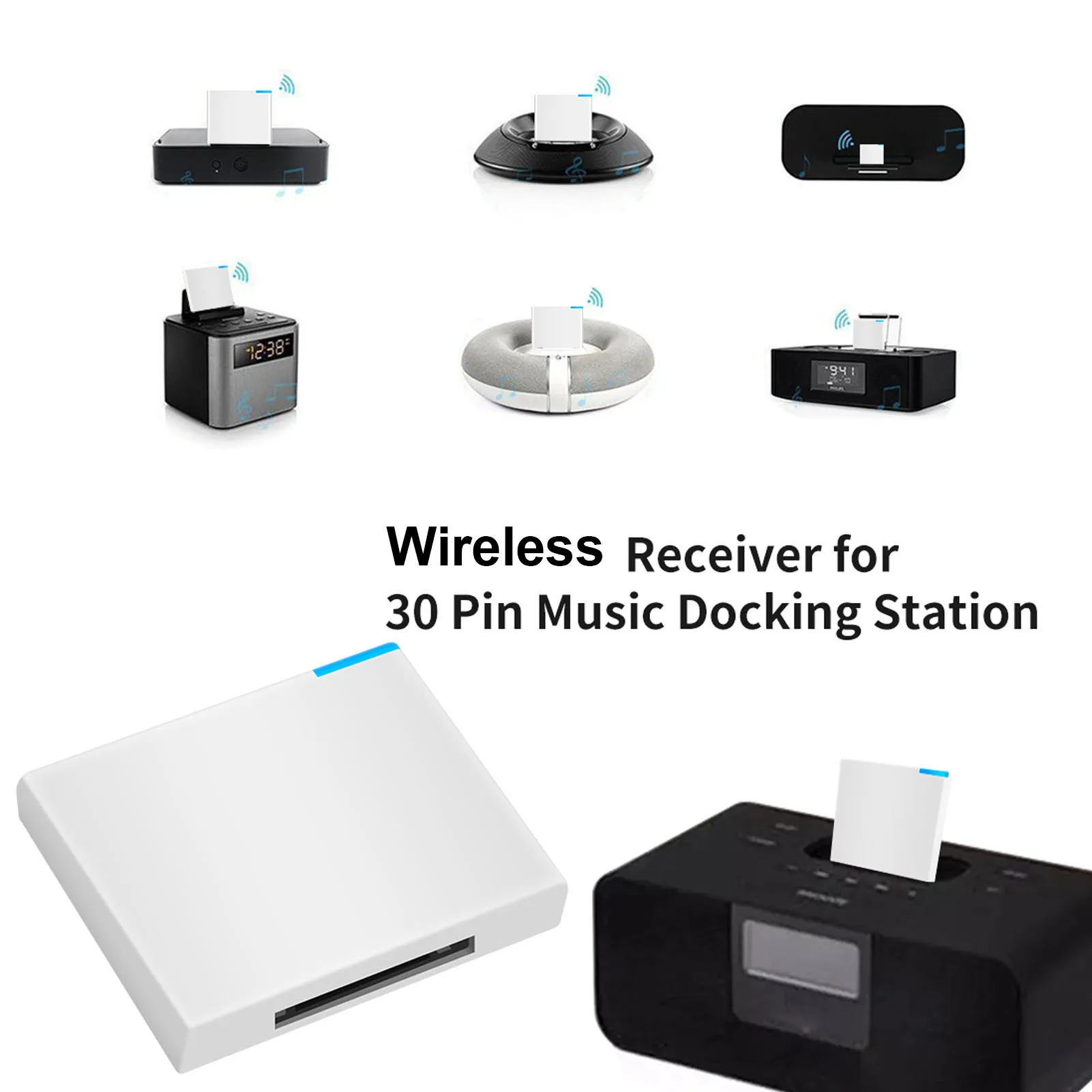 Bluetooth-Empfänger geeignet für iPod Dock 30-Pin Musik-Dockingstation Bluetooth 5.0 Adapter Dock Lautsprecher Bluetooth-Empfänger
