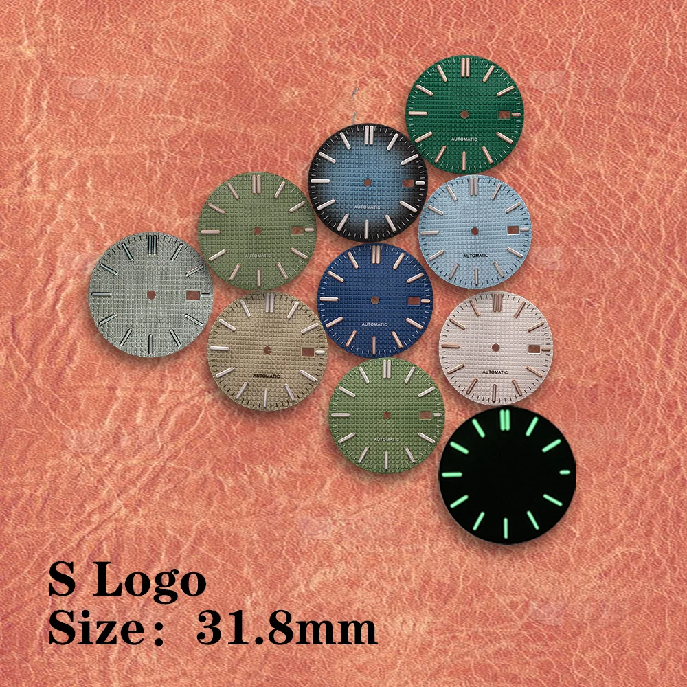 

﻿ 31.8mm 3D S Logo NH35 automatic Dial Green Luminous suitable for NH35 NH36 4R 7S Jap Movement Watch Modification Accessories