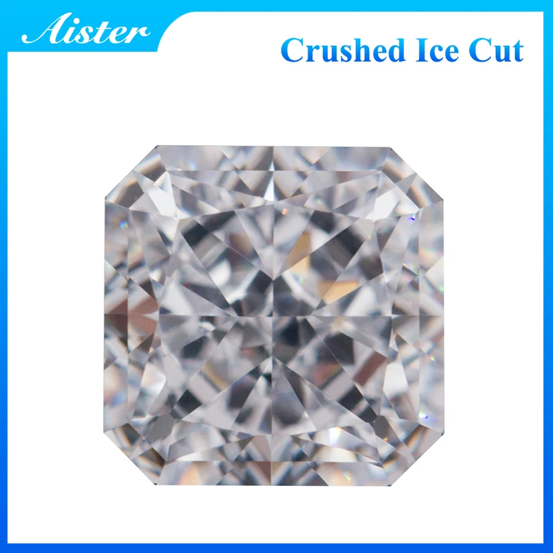 New White Square Crushed Ice Cut Cubic Zirconia High Carbon Diamond Lab Zircon CZ 4K Cutting 5A+ Quality for Jewelry Making