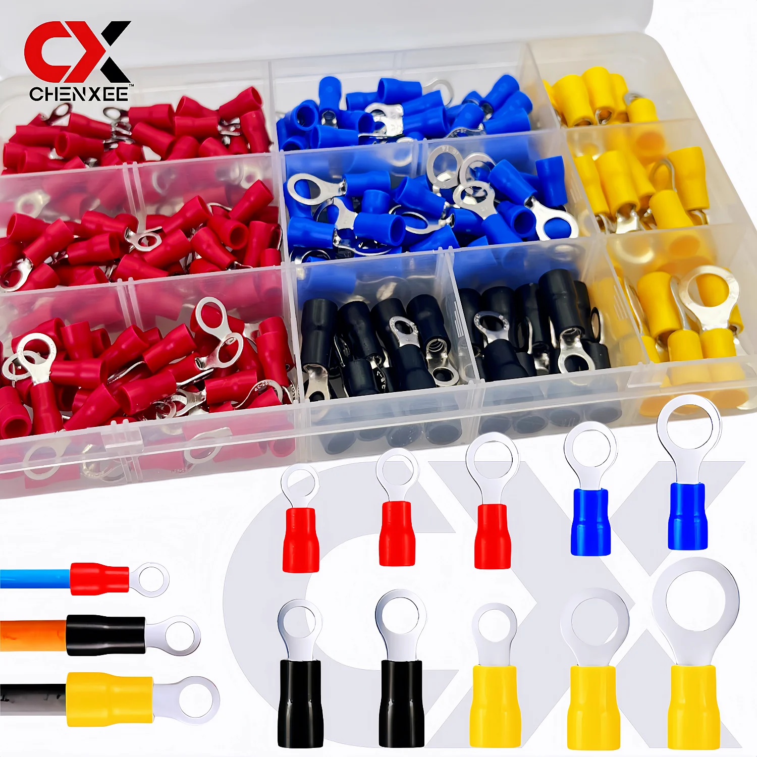 Insulated Crimp Terminal Kit Ring Spade Butt Connectors Wire Terminals Electrical Connector Assortment Set for Automotive Wiring