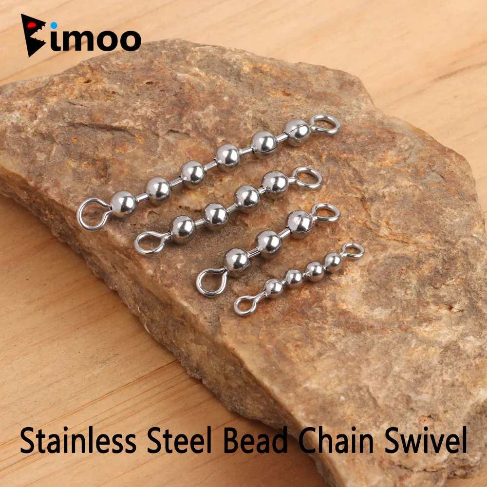 Bimoo 스테인레스 스틸 낚시 비드 체인 스위블 스틸 헤드, DIY 메기 롤링 리그, 바닷물 트롤링 솔리드 링 커넥터, 10 개